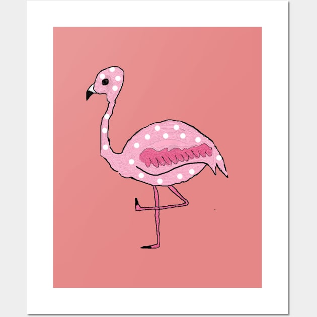 POLKA DOTTED FLAMINGO Wall Art by fabqa